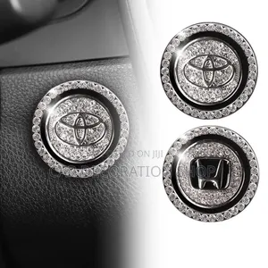 Toyota,Honda Round Metal Rings Embedded Crystal Rhinestone Push Button