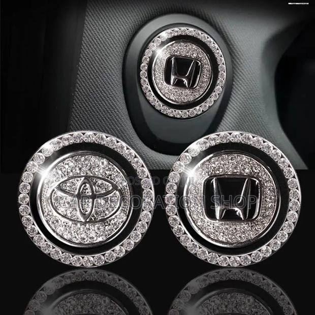 Toyota,Honda Round Metal Rings Embedded Crystal Rhinestone Push Button
