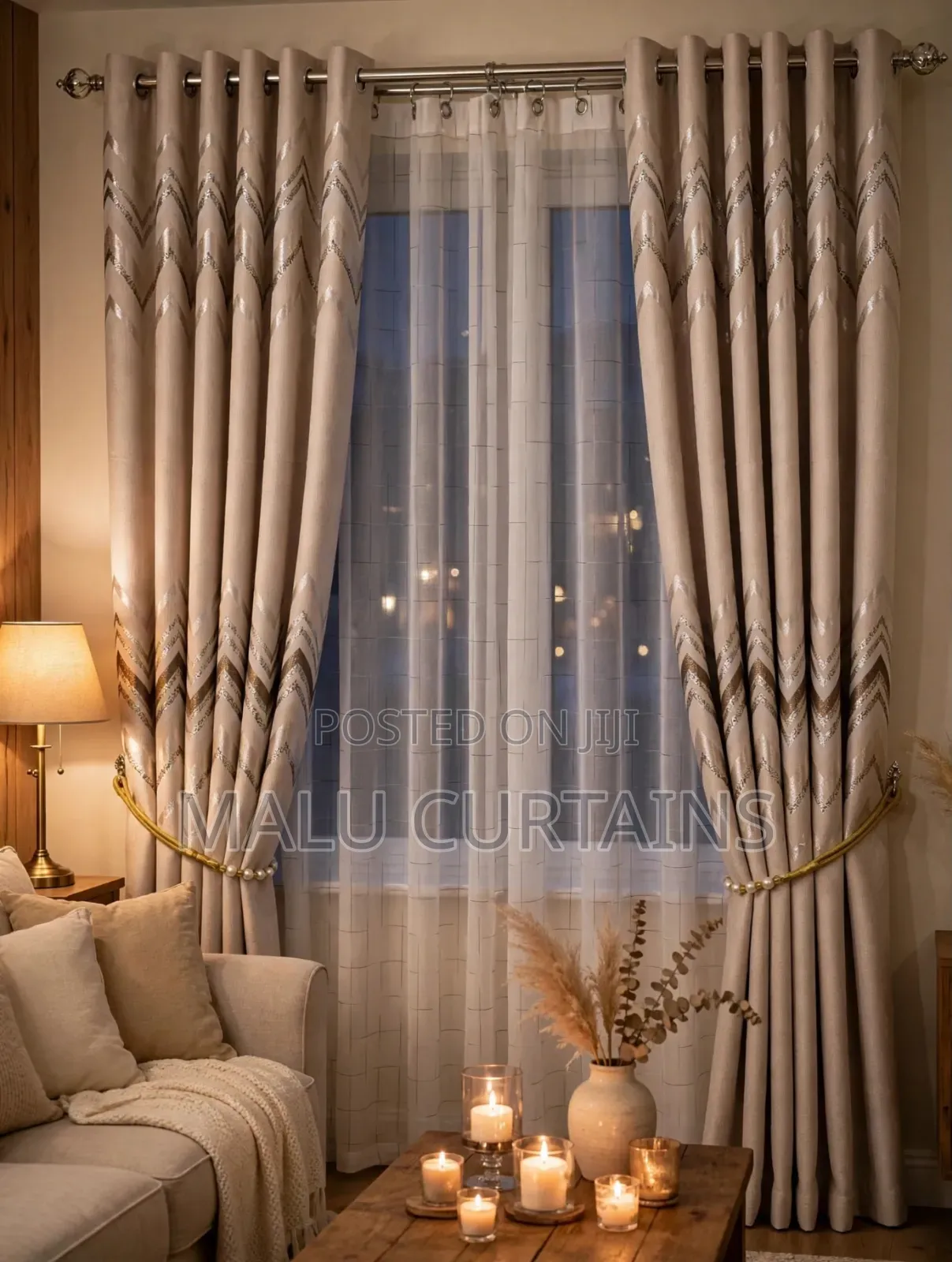 Beige Cream Chevron With Gold Silver Glitter at /=1400 KSH