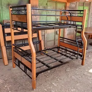 Wooden Metallic 3.5*6 and 3*6 Ft Mahogany Kids Double Bunk Bed