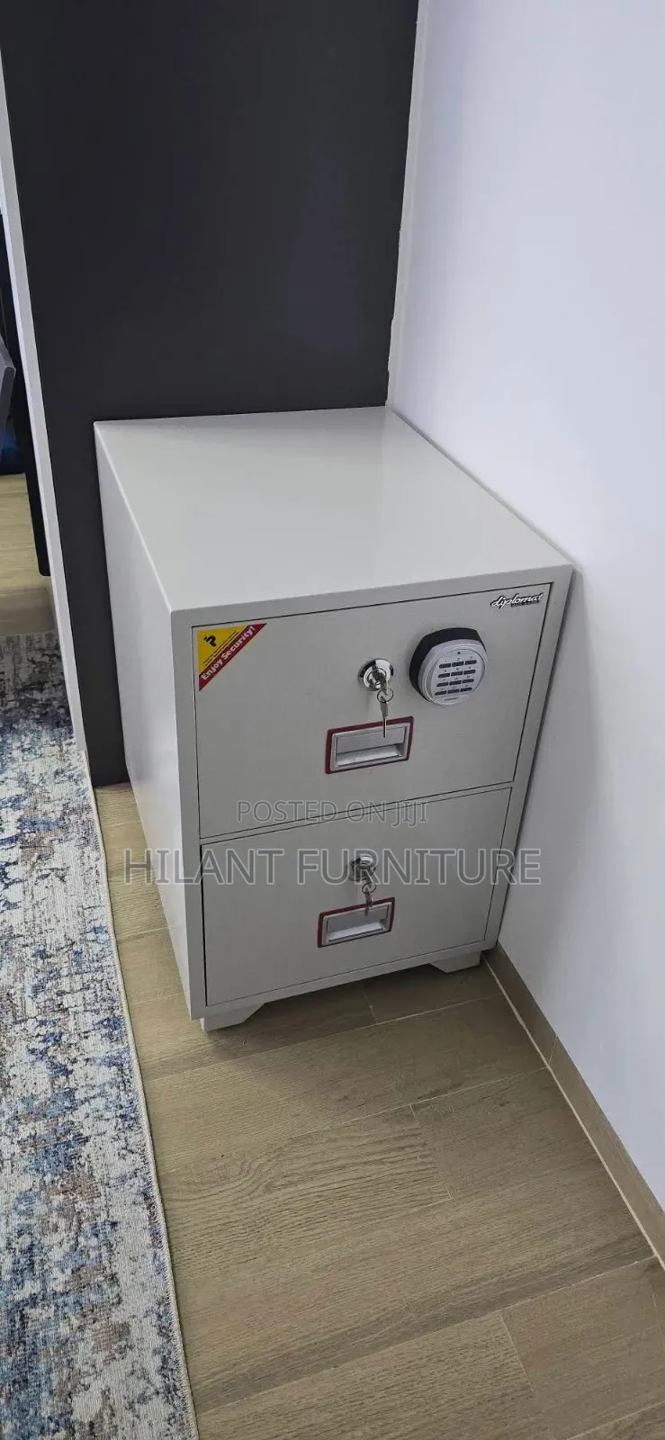 2-Drawer Fireproof Safe Cabinet With Digital & Key Lock