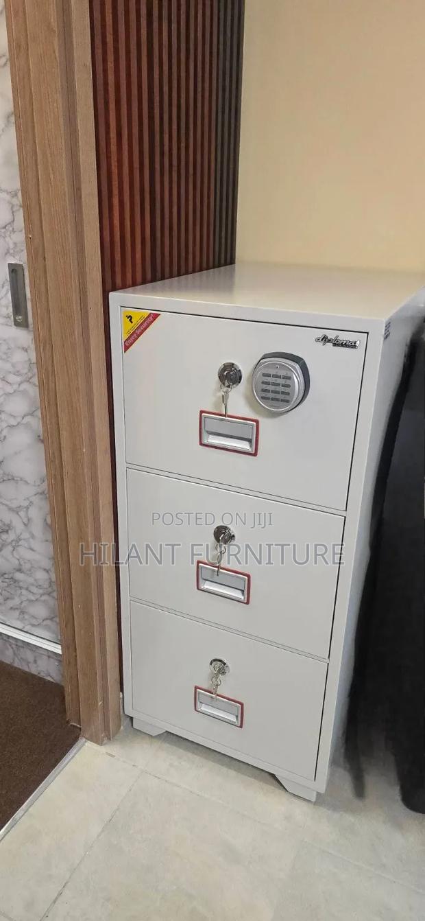 3-Drawer Fireproof Safe Cabinet With Digital & Key Lock
