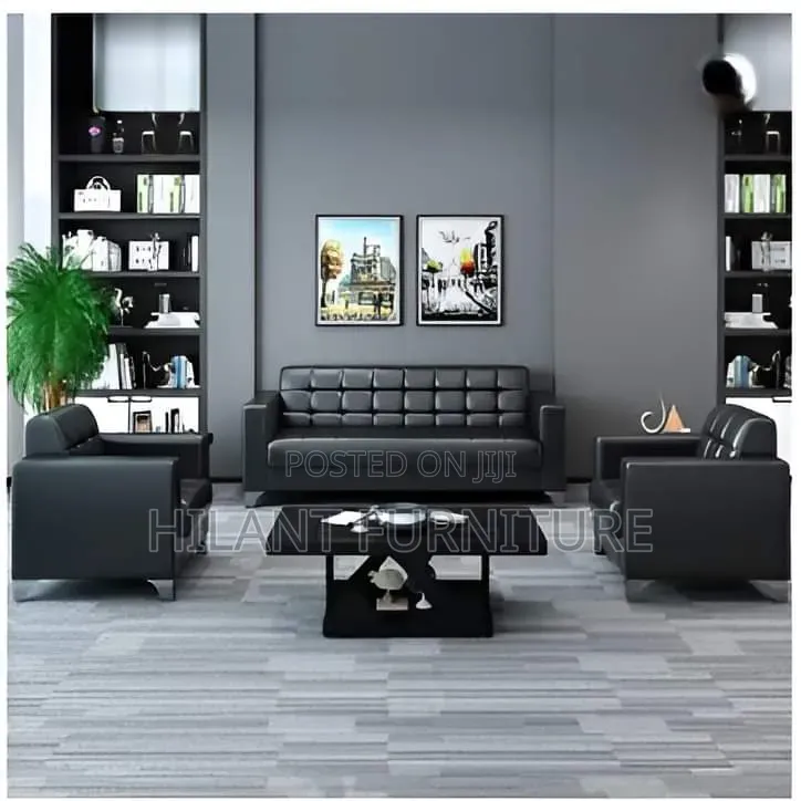 Black 5-Seater Executive Office Sofa Set 3+1+1