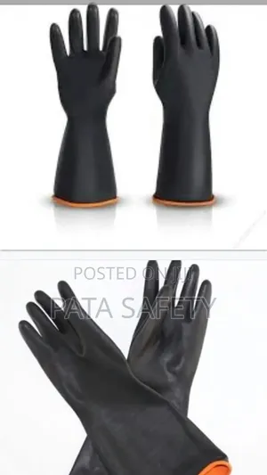 Black Short Rubber Gloves