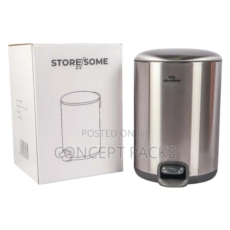 5Litres Bathroom Round Stainless Steel Bin.