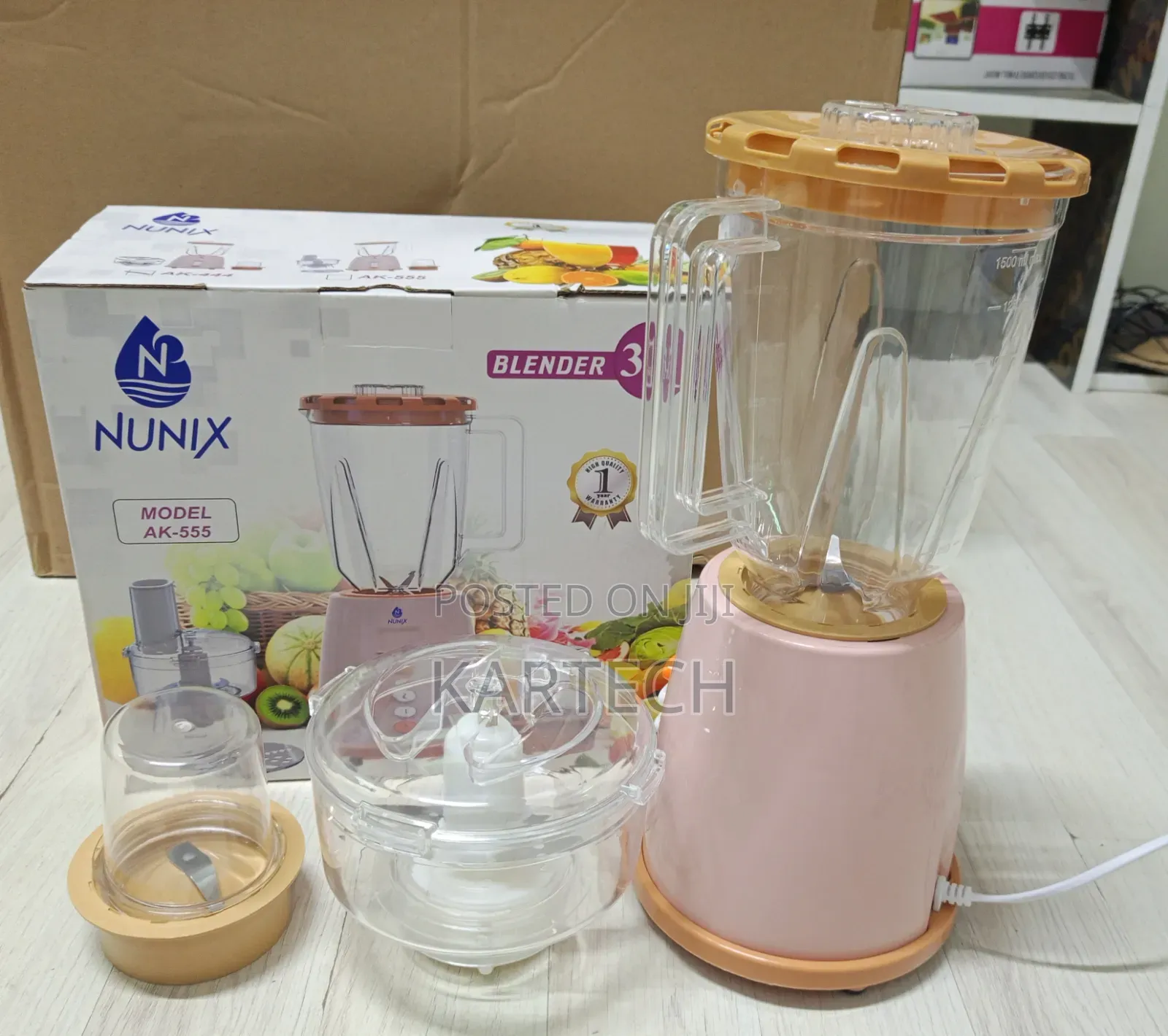 Nunix AK-444 3 in 1 Blender With Chopper Grinder