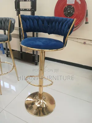 Luxury Blue Velvet Gold Finish Bar Stool