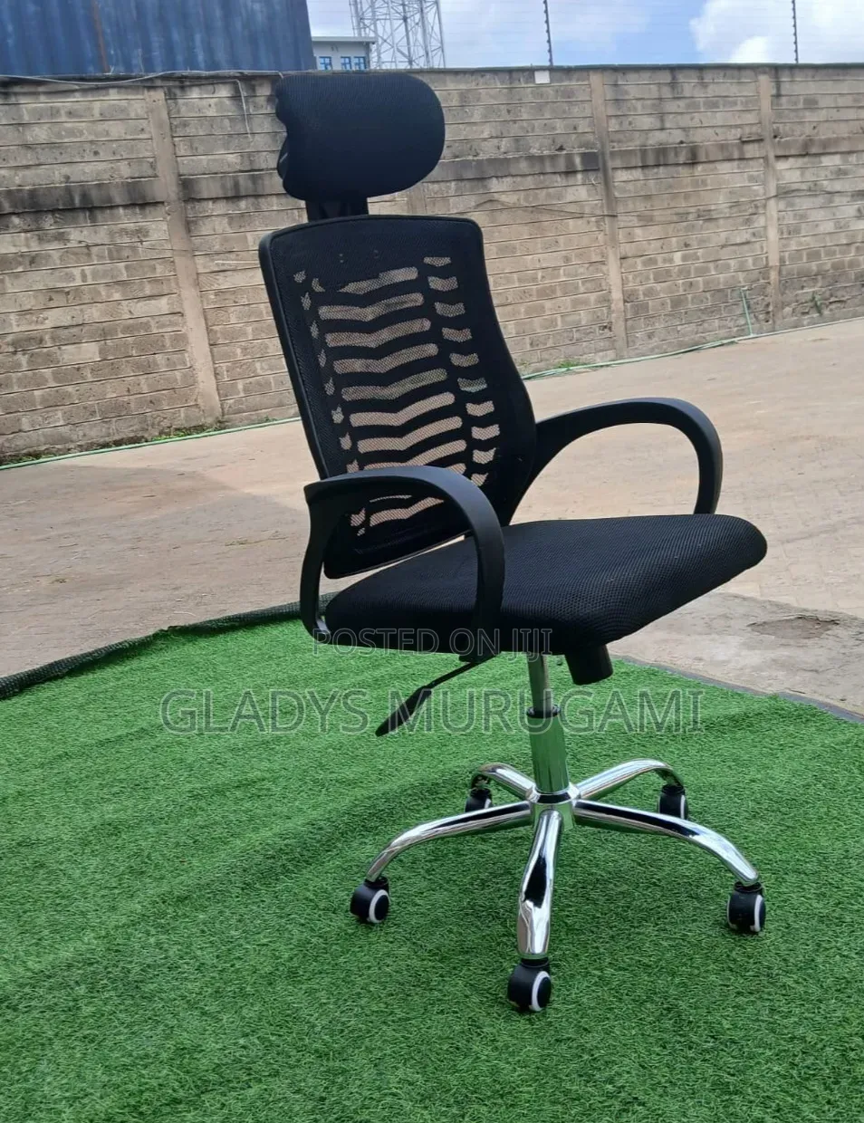 Secretarial Mesh Office Chair With Headrest