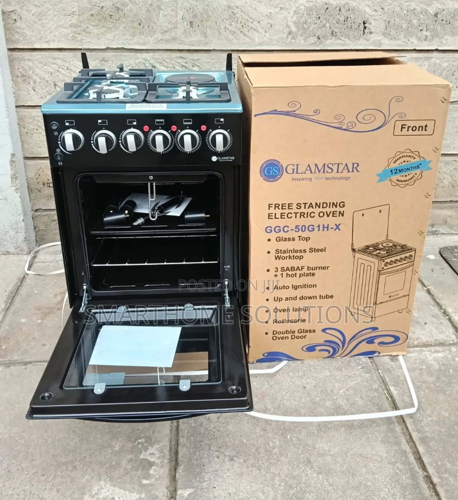 Glamstar Black 50×55 Standing 3+1 Cooker