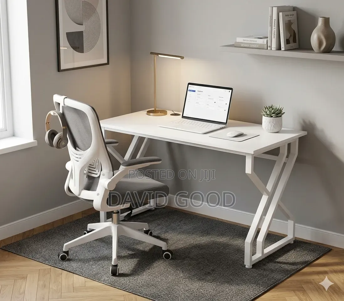 White Office Set Up Table and a Chair