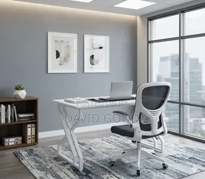 White Office Set Up Table and a Chair