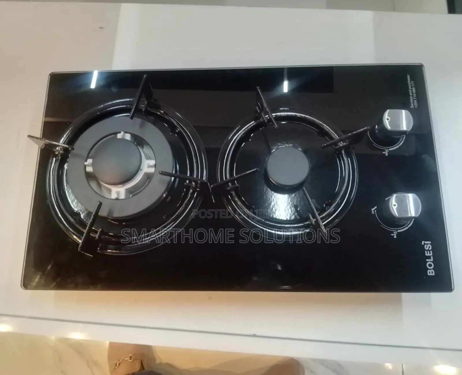 Bolesi Hob 2 Burners Inbuilt Gas Glass Tampared Hod