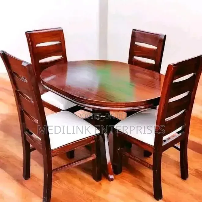 Solid Chairs Oval 4 Seater Dinning Table Set