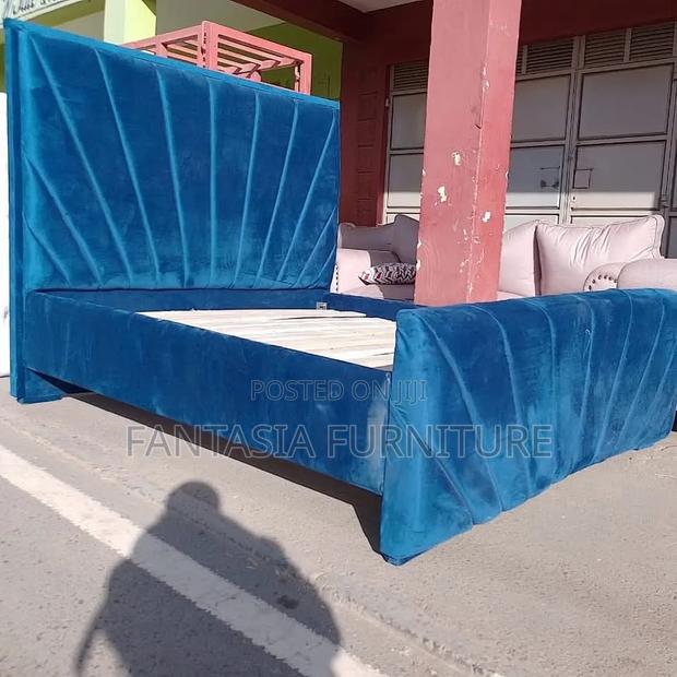 5 by 6 and 6 by 6 Blue Chesterfield Beds