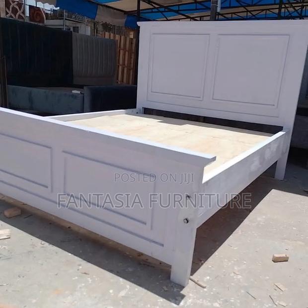 5 by 6 White Wooden Bed