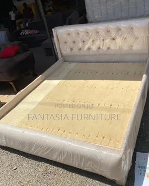 Cream Bed 5 by 6 Short Headboard