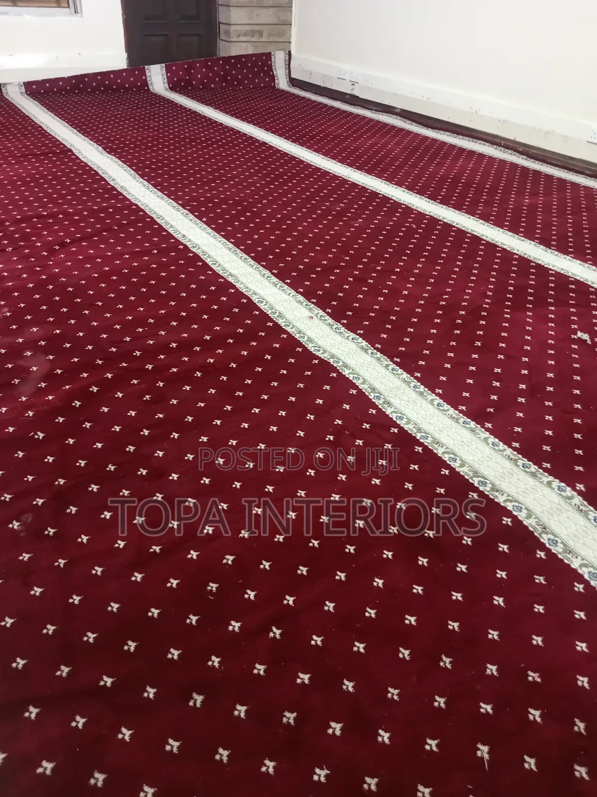 Flowered Maroon Executive Wall to Wall Office Flooring Carpets