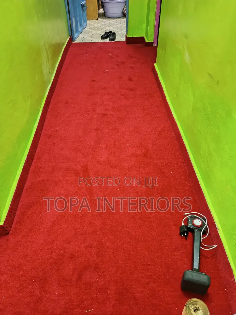 Red Corridor Wall to Wall Flooring Carpets Installation