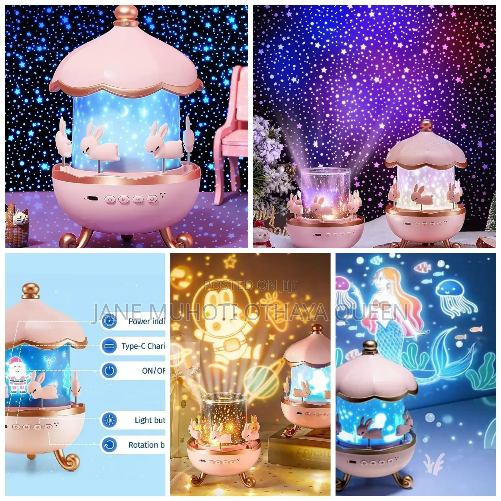 6 Theme Rotating Bunny's Carousel Night Light