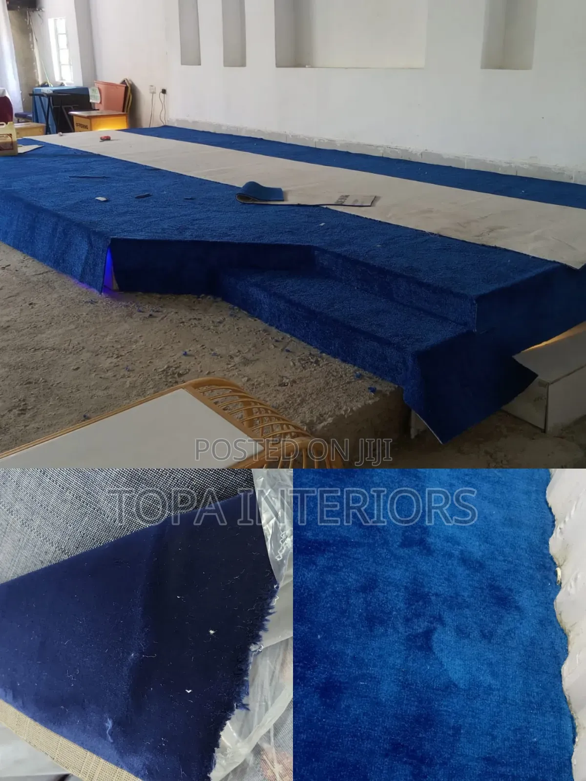 Blue Wall to Wall Carpets Church Altar Flooring Installation