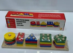 Multicoloured Geometric Sleeve Column Educational Stacking Toy - Jt