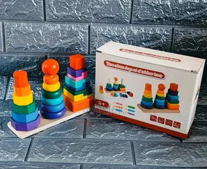 3-Column Shape Set Rainbow Tower Educational Stacking Toy - Jt