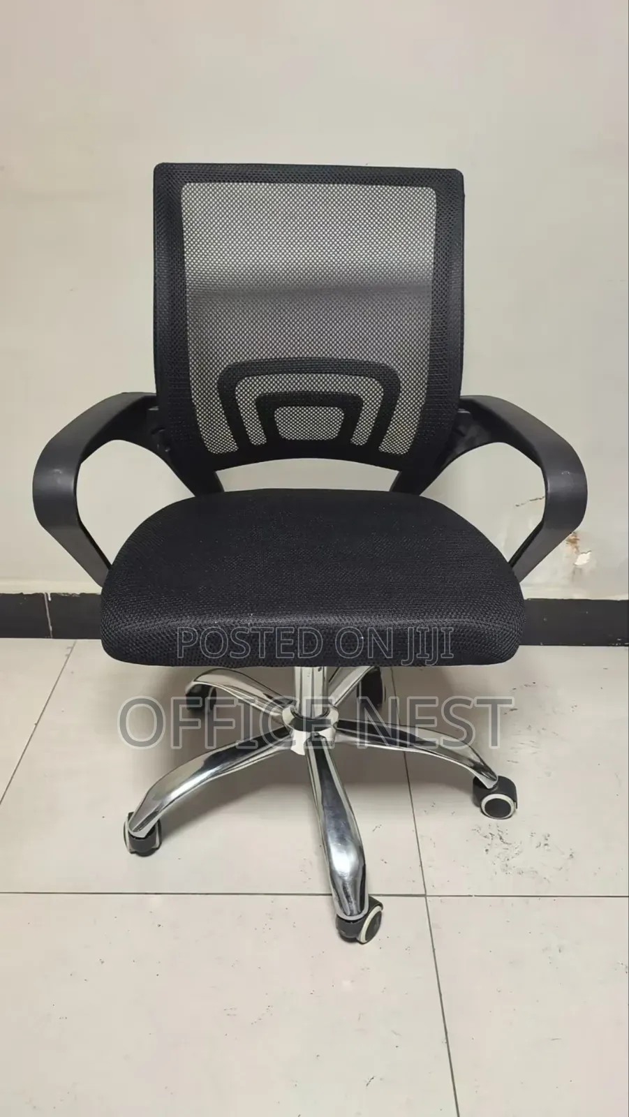 Black Mesh Office Chair With Chrome Base