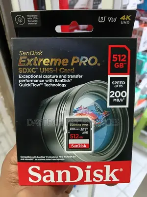 SanDisk Extreme PRO 512GB SDXC UHS-I Memory Card Up to 200 MB/s.