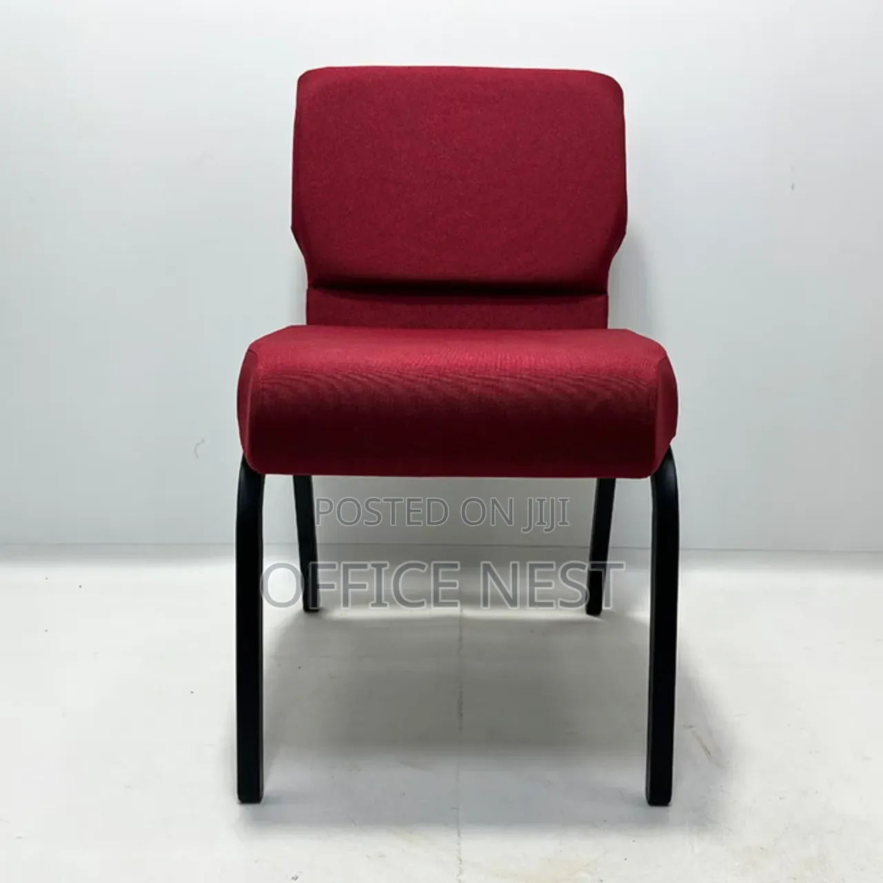 Red Fabric Visitor Chair With Gold Metal Legs