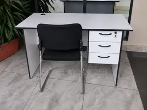 White Office Desk With 3 Drawers Visitor Chair