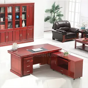 Glossy Burgundy Mohagany Office Desk