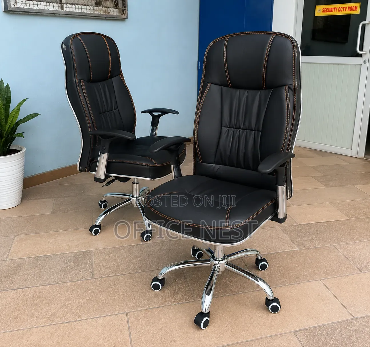 High Back Leather Swivel Chair With Wheels