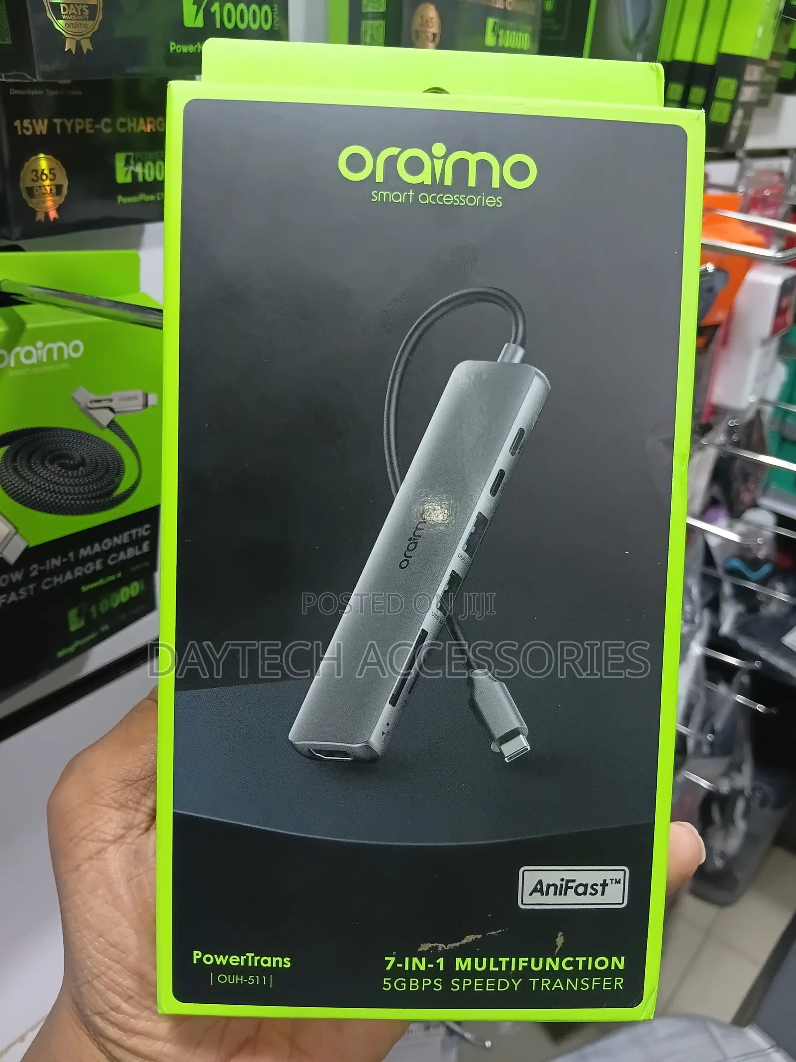 Oraimo PowerTrans USB-C Hub 7-in-1 Adapter Docking Station - Black