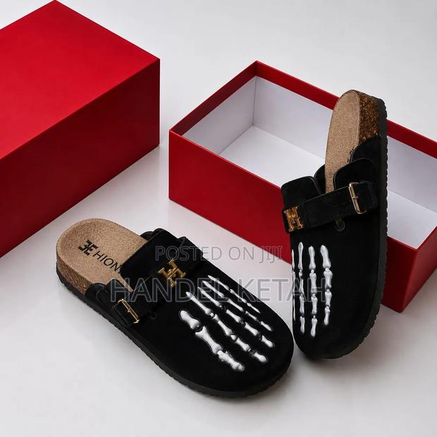 Unisex Skeleton Print Cork Sole Clogs / Boston Mules - thumbnail 2