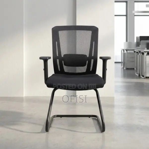 Office Chair; Mesh Guest Chair With Adjustable Arms