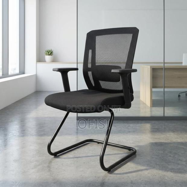 Office Chair; Mesh Guest Chair With Adjustable Arms