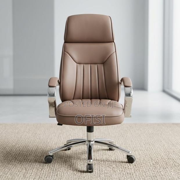 Office Chair; Brown Leather Ergonomic Chair,