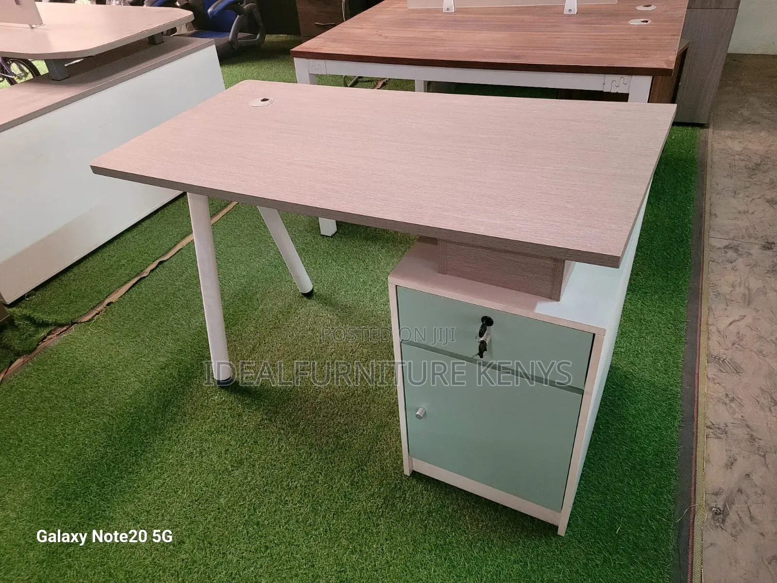 Modern Wooden Office Desk With Side Cabinet