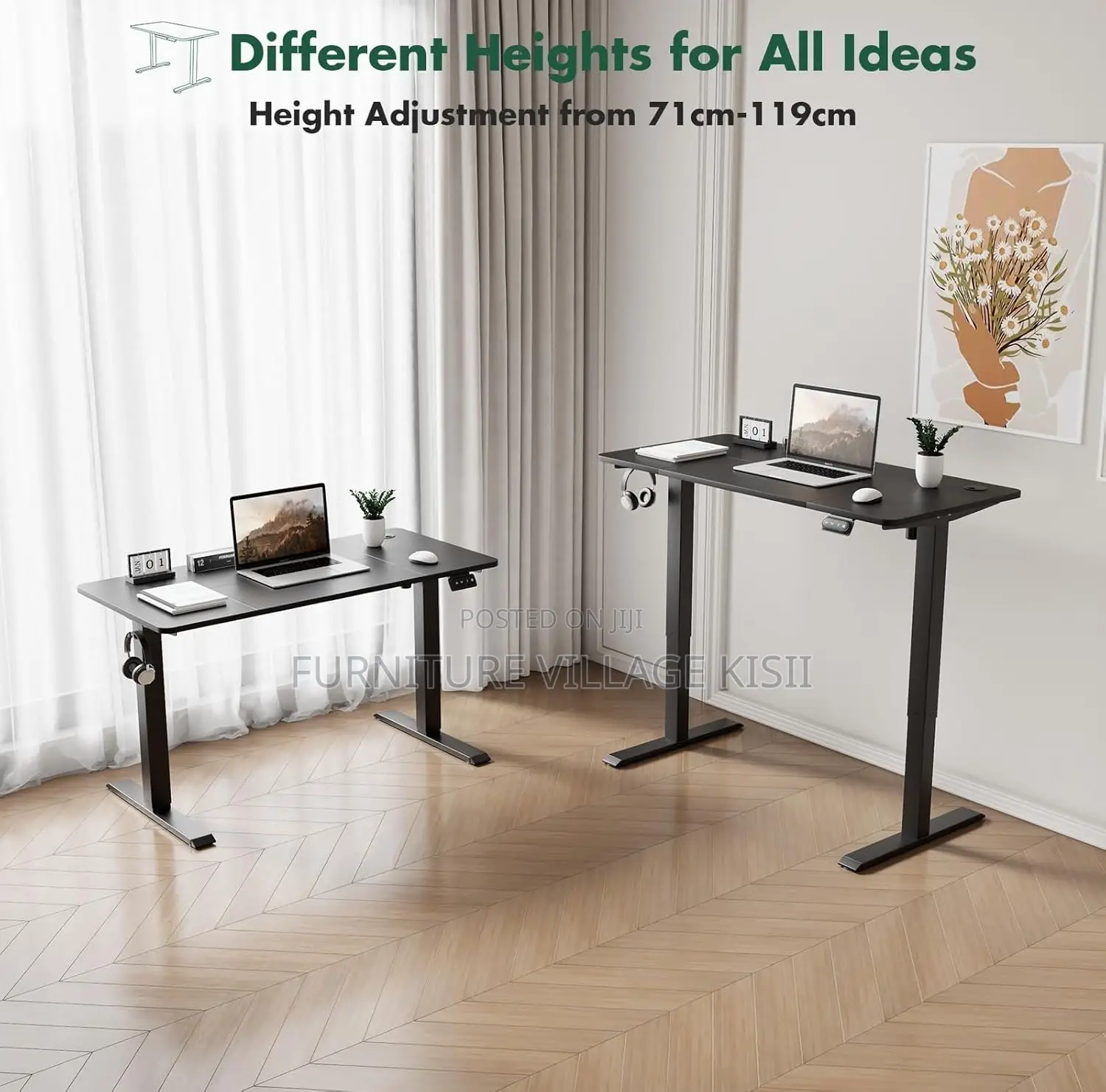 Office Furniture; 120cm Black Electric Adjustable Standing Table