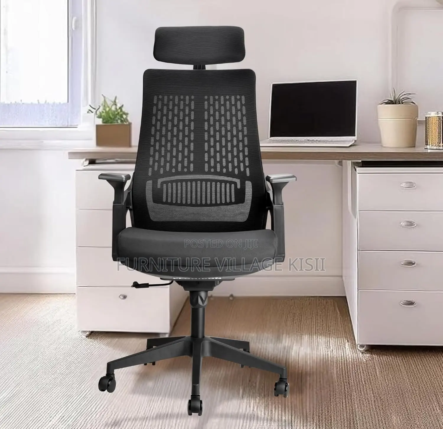 Office Chair; Black Ergonomic High Back Lama Chair.