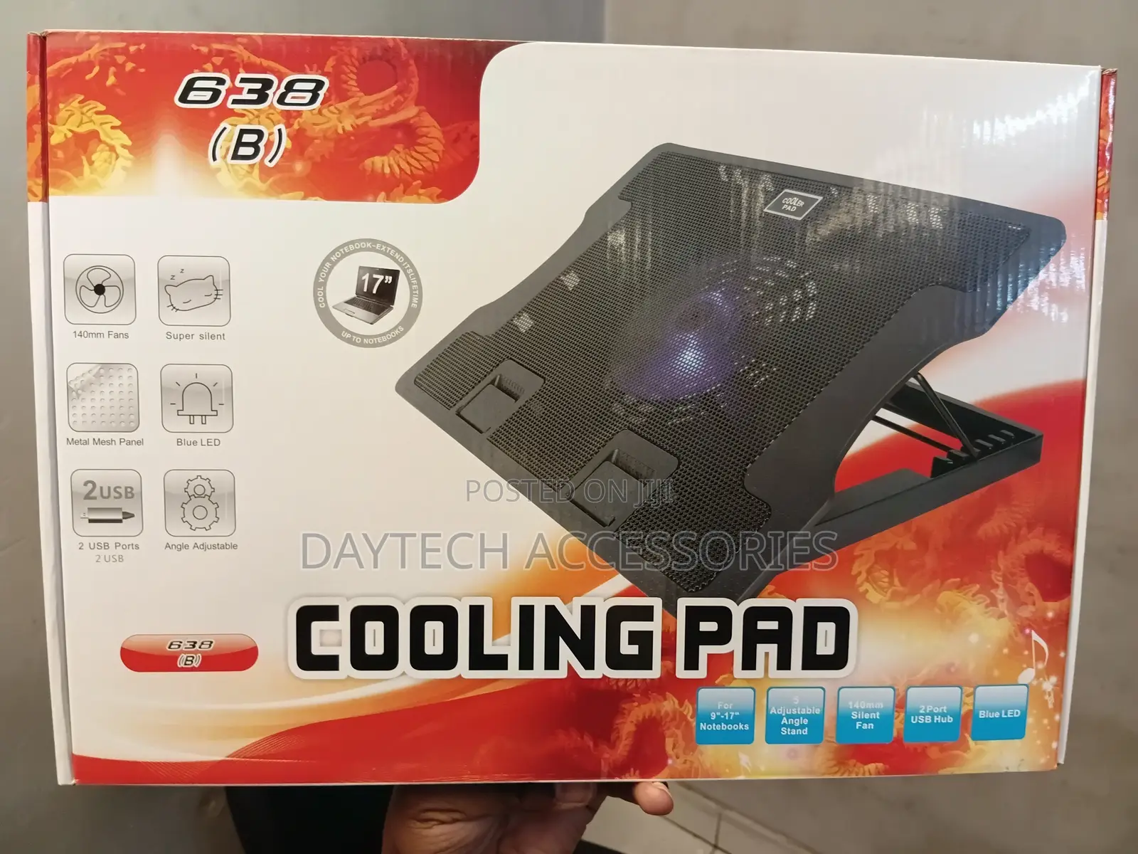 638(B) USB Laptop Cooling Pad - Black