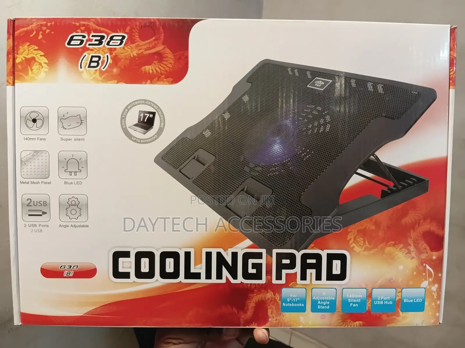 638B Ergonomic Adjustable Laptop Stand With Cooling Pad Fan
