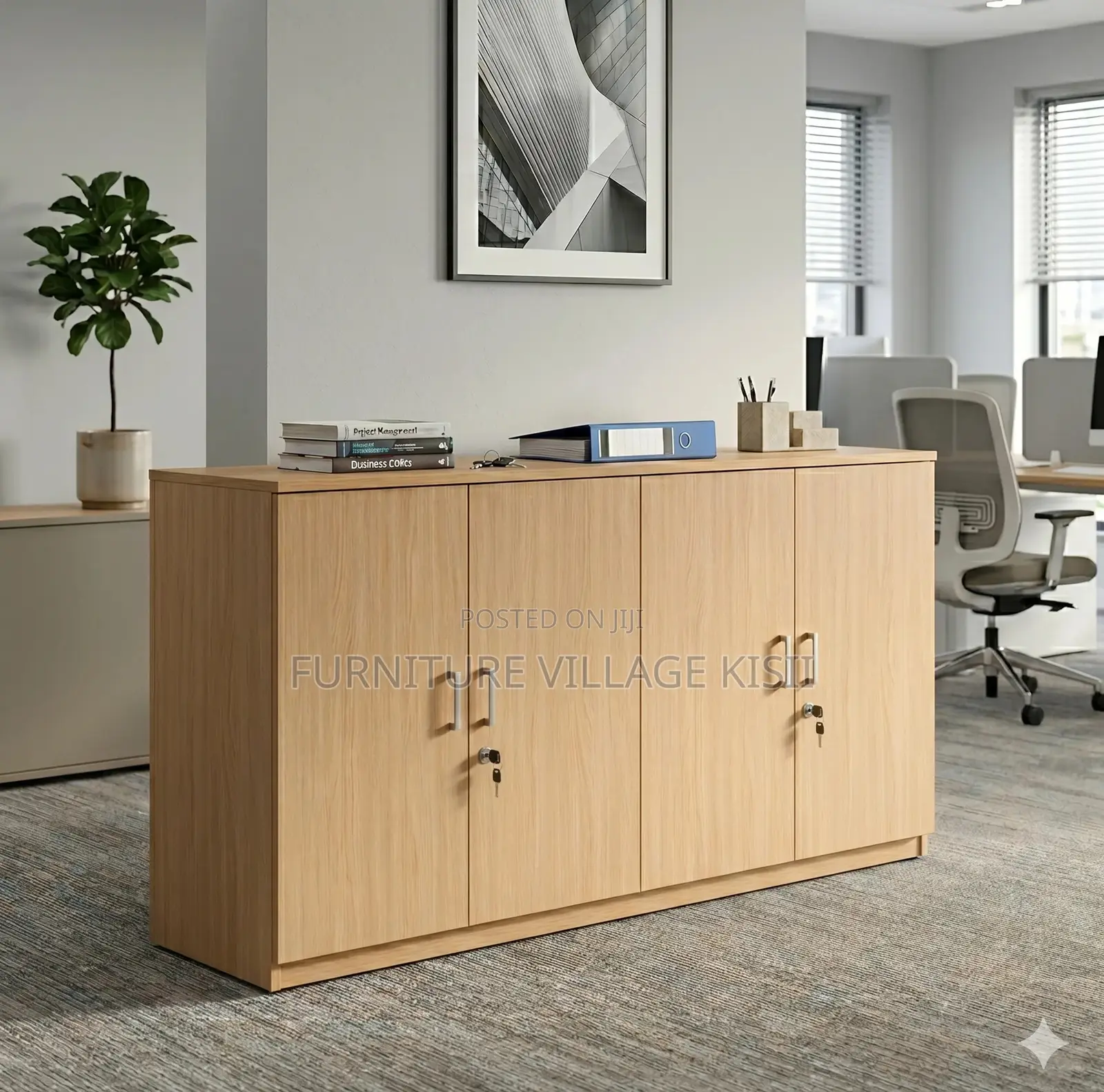 Office Furniture; Lockable 4 - Door Home Office Storage Credenza