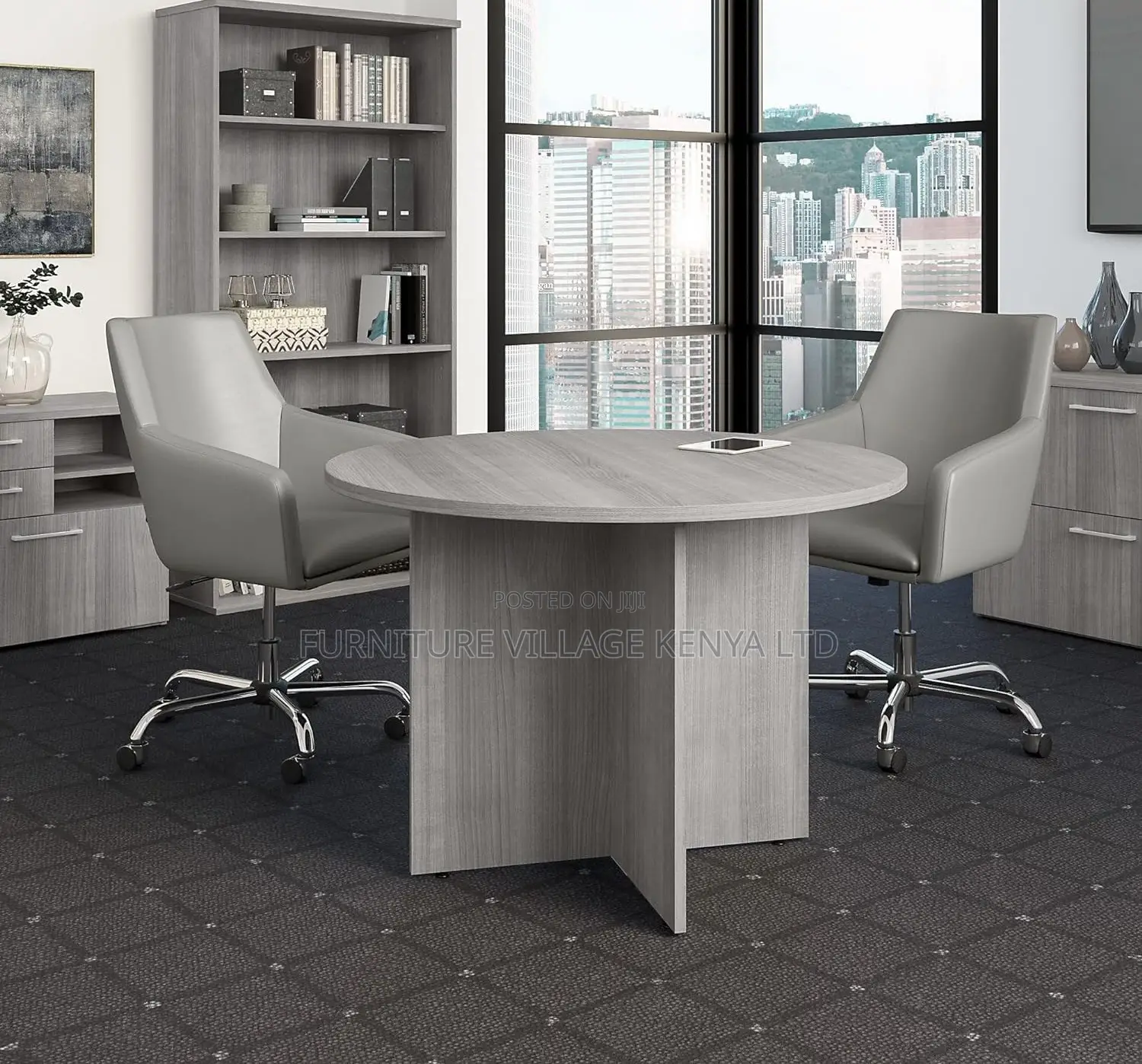 Meeting Table; Round Wooden 4 Seater Meeting Table