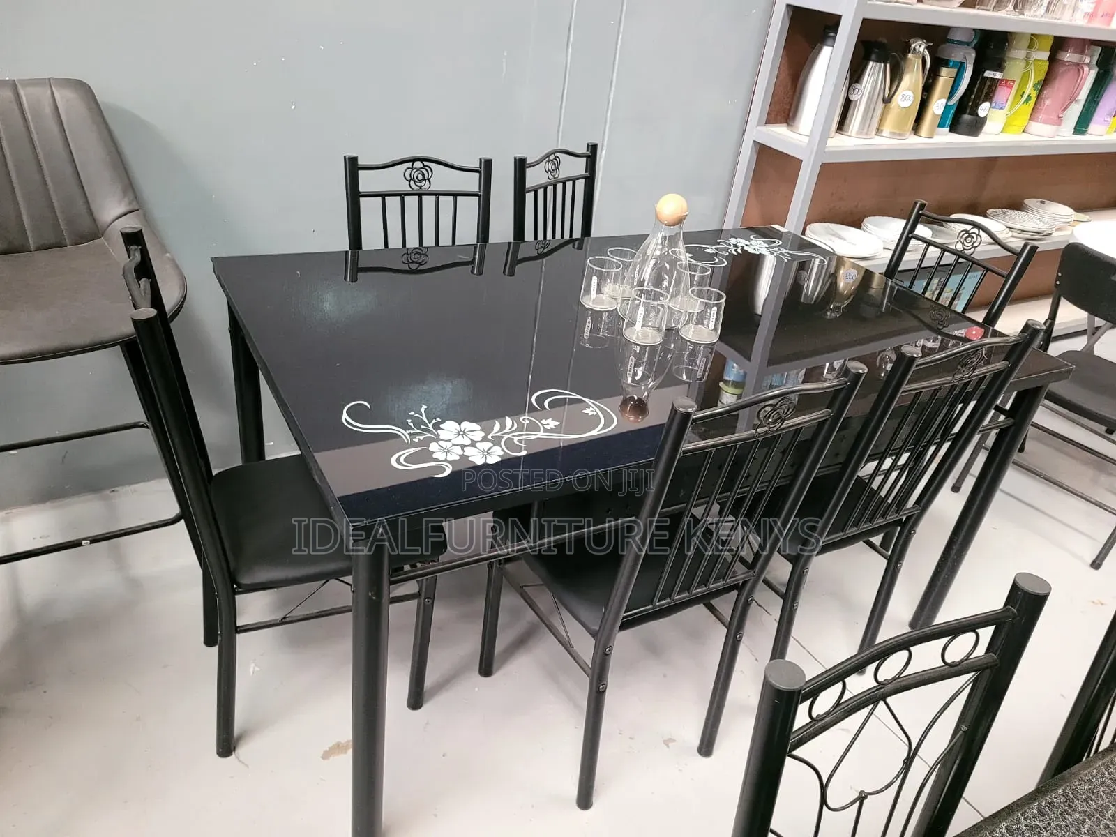 Black Glass Top Dinning Table