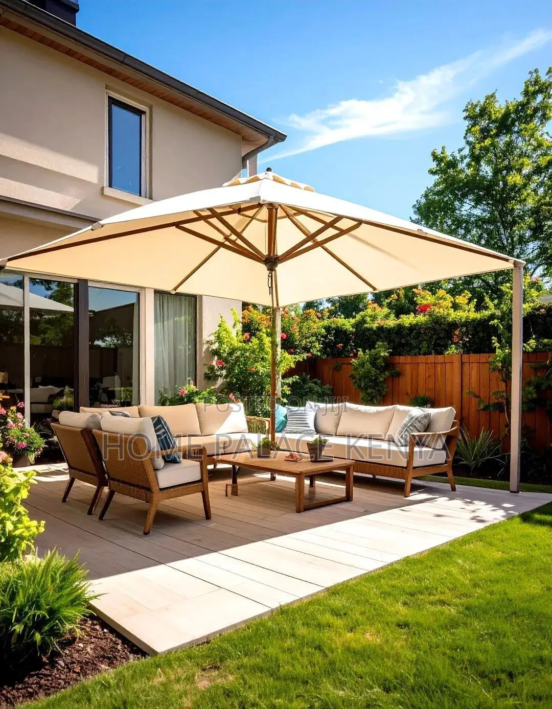 Garden Umbrella; Durable Garden Parasol for Outdoor Seating Areas