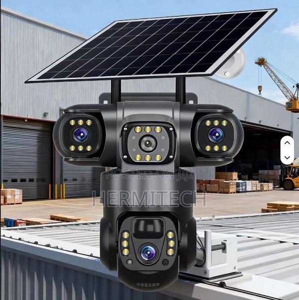 Triple Lens Outdoor 4G Solar Powered CCTV With Solar Charging