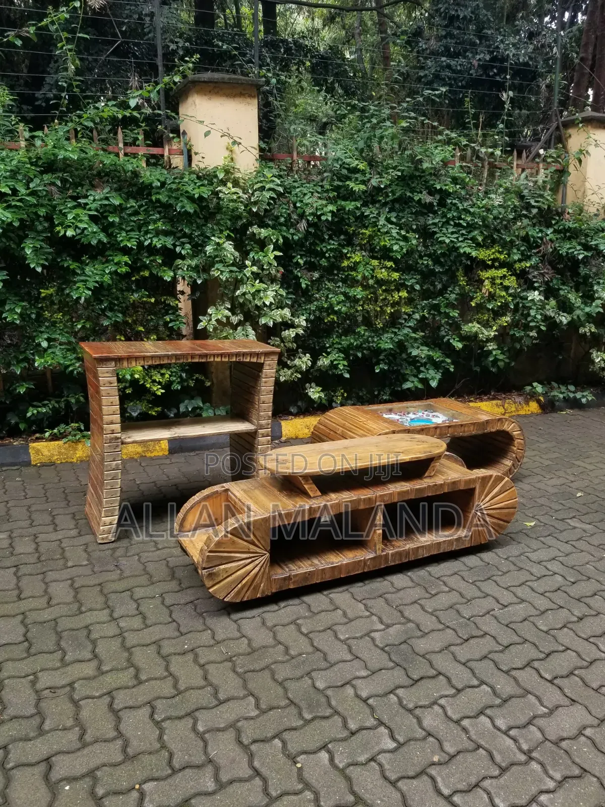 Rustic Wooden Furniture Set – 3 Pieces
