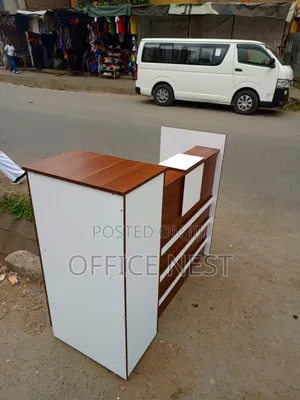 Modern Brown White Reception Desk