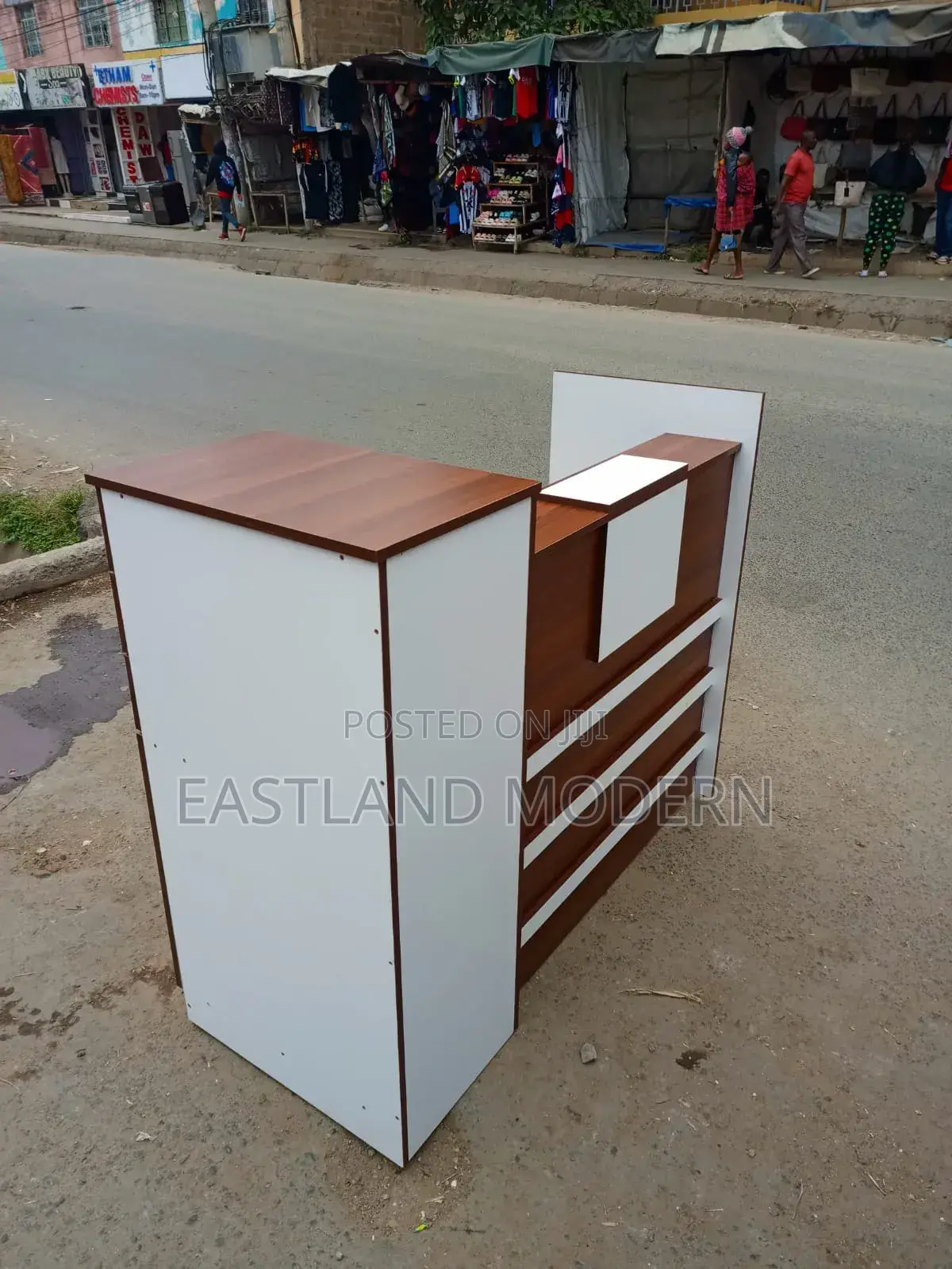 Modern Brown White Reception Desk